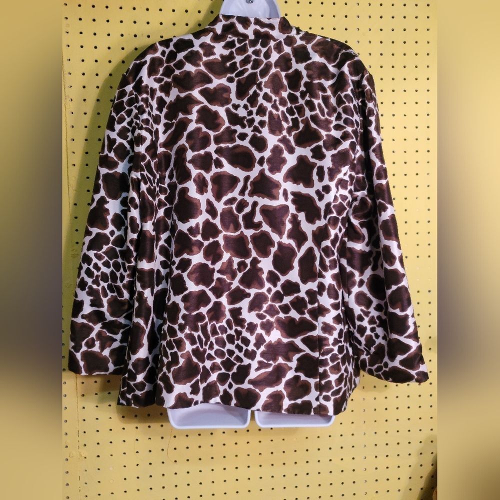 CHICO'S Open Jacket ~ Giraffe Print~Reversible Red~Turn Up Sleeves~ Size 3